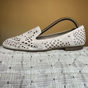 Naturalizer Eve Nude Taupe Leather Slip On Loafer Flat Shoes Dye Cut Women's 10